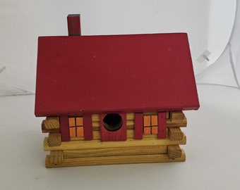 Handcrafted Wooden Log Cabin Bird House