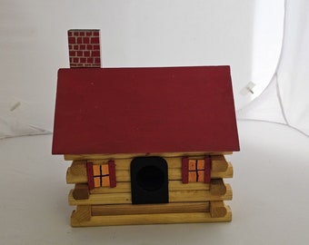 Handcrafted Wooden Log Cabin Bird House