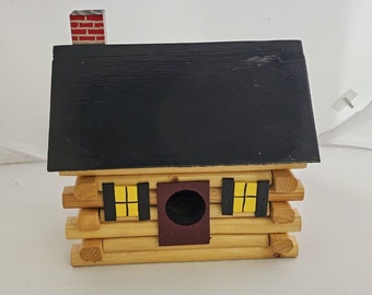 Handcrafted Wooden Log Cabin Bird House