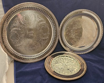 International Silver Company 3 Tray Set with Crystal Relish dish