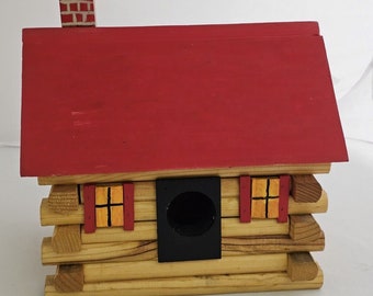 Handcrafted Wooden Log Cabin Bird House