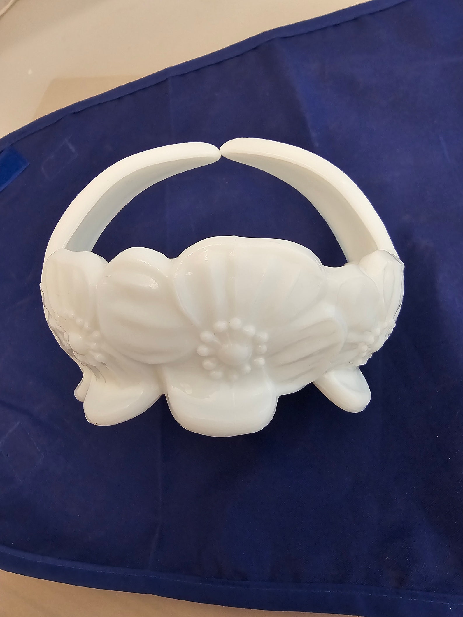 Westmoreland White Milk Glass Floral Split Handle Candy Dish - Etsy
