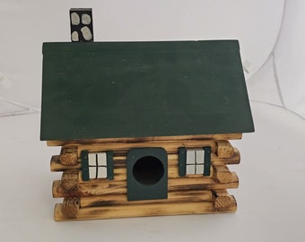 Handcrafted Wooden Log Cabin Bird House
