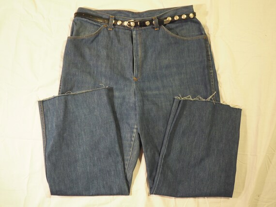 70s JTF Sears Wide Leg Cut Off Denim//Black Leathe