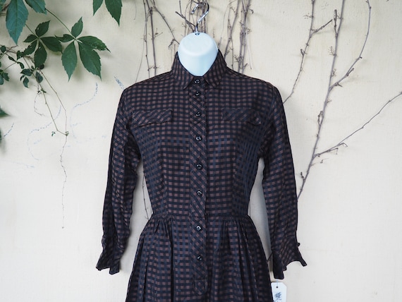 True Vintage 50s Black and Brown Checkered Shirt D