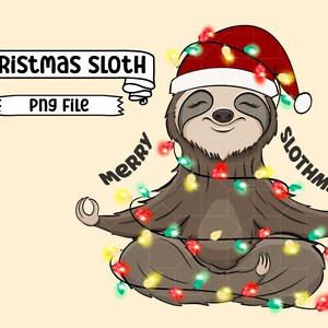 Christmas Hanging Sloth With Candy Cane Clipart Instant Digital Download  SVG EPS PNG Pdf Ai Dxf Jpg Cut Files Commercial 