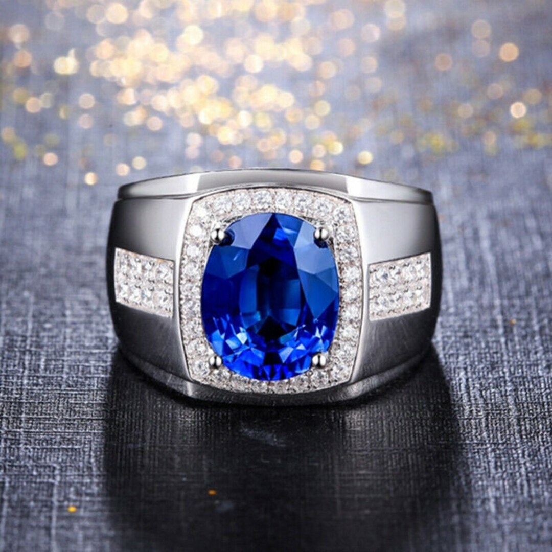 2.60 Carat Blue Oval Cut Sapphire & White Round Cut Diamond - Etsy