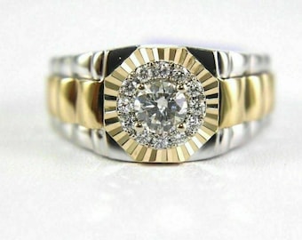 1.20 Carat White Round Cut Diamond Men's Rolex Engagement Ring in 925 Sterling Silver