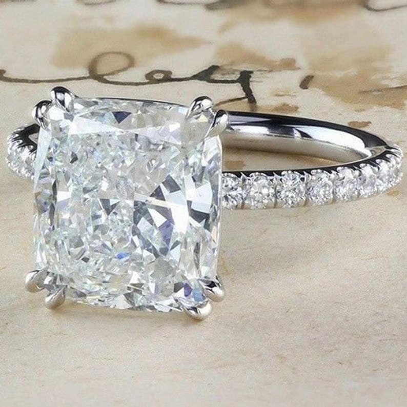 3.30 Carat White Cushion Cut CZ Diamond Solitaire Engagement Etsy