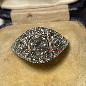 Art Deco Style Ring, 1.00 Carat Round Cut Diamond Engagement Ring, 925 Sterling Silver Ring, Solid Gold Ring, Vintage Inspired Ring,