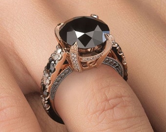 Black Moissanite Diamond Ring, Engagement Wedding Ring, Women's Ring, Solid 925 Sterling Silver Ring, Latest Trend Ring, Unique Ring,