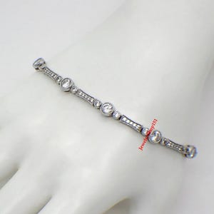 White Round Cut CZ Diamond Excellent Tennis Wedding Bracelet In Solid 925 Sterling Silver| Women Art Deco Bracelet| Vintage Bracelet