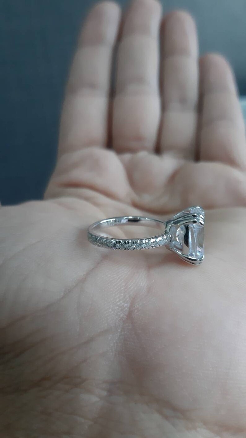 3.30 Carat White Cushion Cut CZ Diamond Solitaire Engagement Etsy