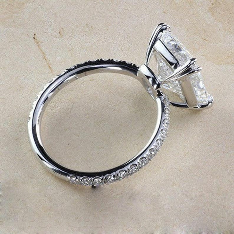 3.30 Carat White Cushion Cut CZ Diamond Solitaire Engagement Etsy