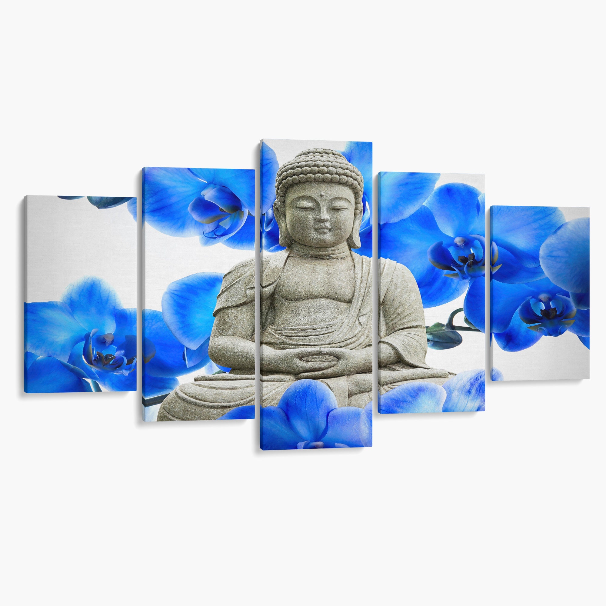 Buddha Meditation in Vintage Orchid 5 Piece Canvas Art Print Picture Wall Decor 
