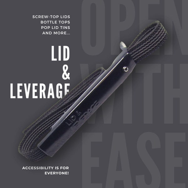 Lid & Leverage - Strap Jar Opener | Strap Wrench | Kitchen Gadget Essential | Independent Living Aid | Arthritis Lid Opener | The Black One