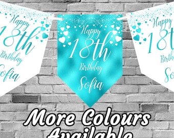 Rose Gold Personalised Birthday Banner Bunting Any Name and age 18th  21st Flags Garland Party Decorations 30th 40th 50th 60th 70th