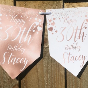 Rose Gold Birthday Banner Bunting Any Name and age 18th 21st image 2