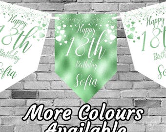 Rose Gold Personalised Birthday Banner Bunting Any Name and age 18th  21st Flags Garland