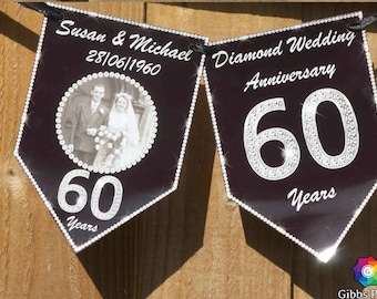 Diamond Wedding Anniversary personalised bunting