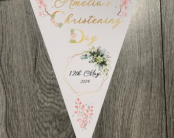 Christening Day Personalised Bunting Banner Baptism Confirmation Day