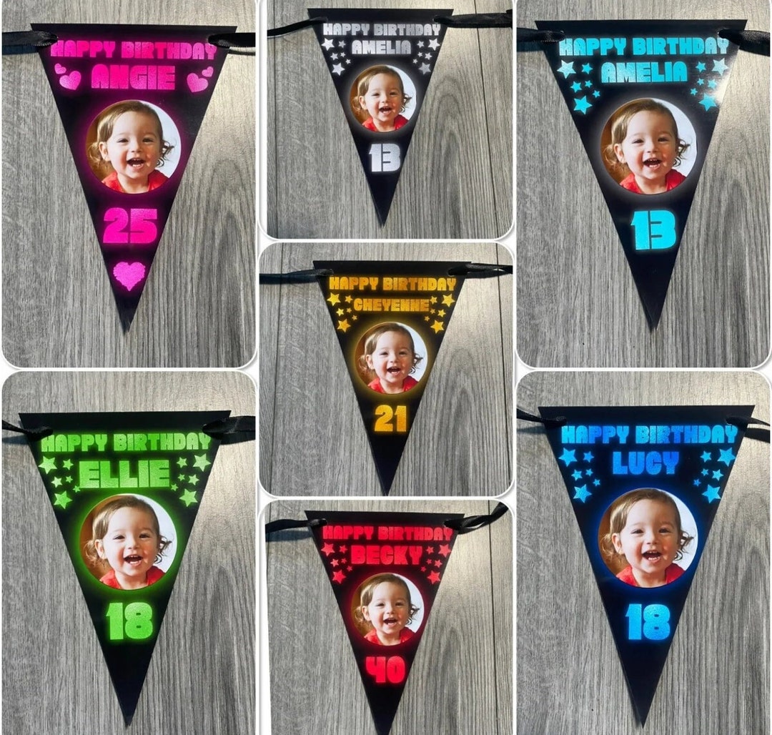 Birthday Banners Personalised Birthday Bunting Banner - Custom Party Decoration For 18th, 21st, 30th, 40th, 50th, 60th Personalized Birthday Banner