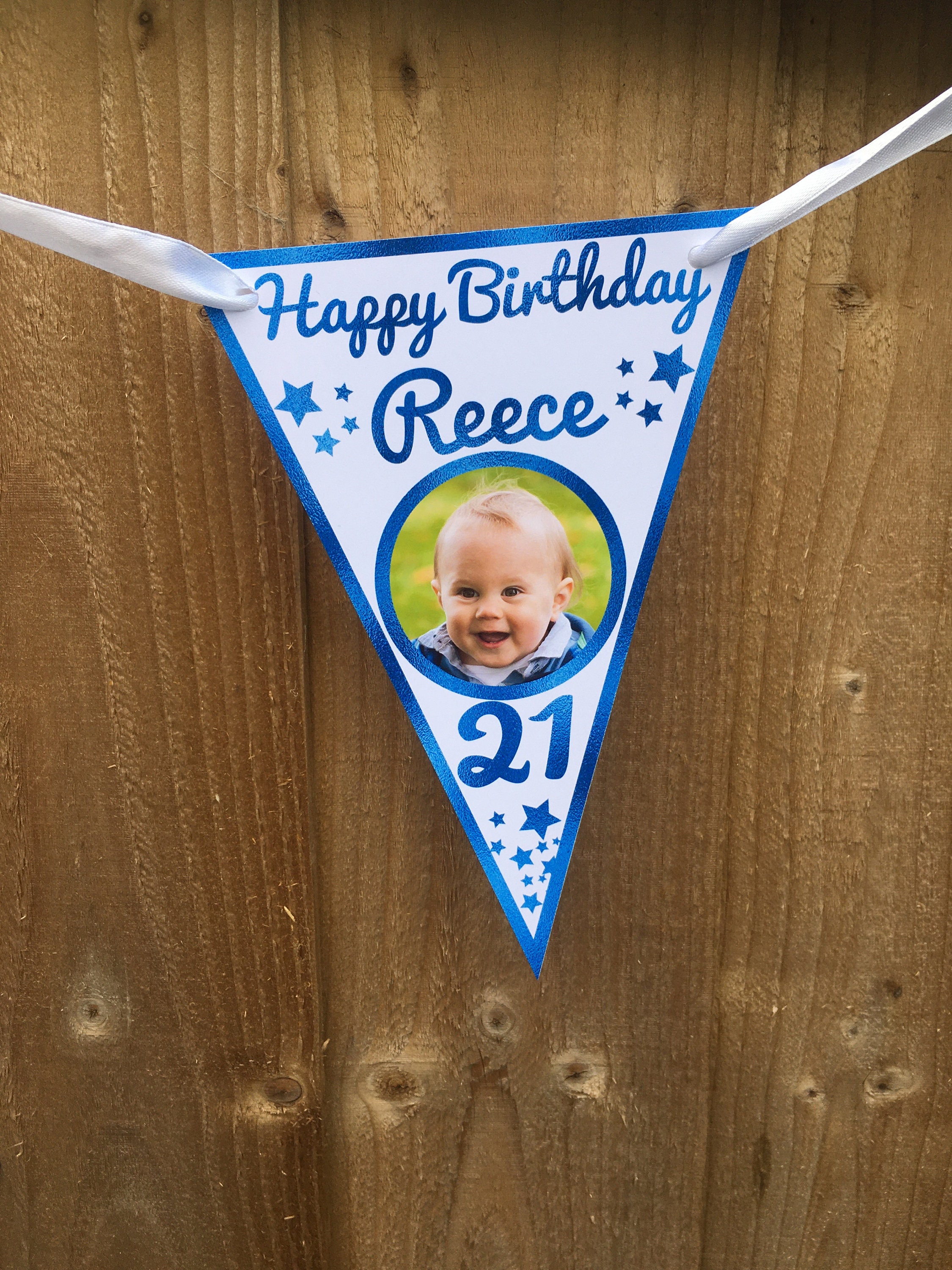 2 Striscioni Personalizzati Per Compleanno Con Foto - Motivi Oro, Champagne E Stelle, Per 18° 21° 30° 40° 50° 60° 70°