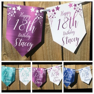 Foil Effect Personalised Birthday Banner Bunting Any Name and age 18th  21st