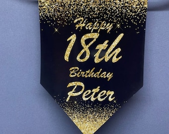 Glitter Effect Personalised Birthday Banner Bunting Any Name and age 18th  21st