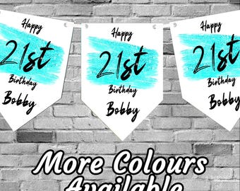 Glitter Effect Personalised Birthday Banner Bunting Any Name and age 18th  21st