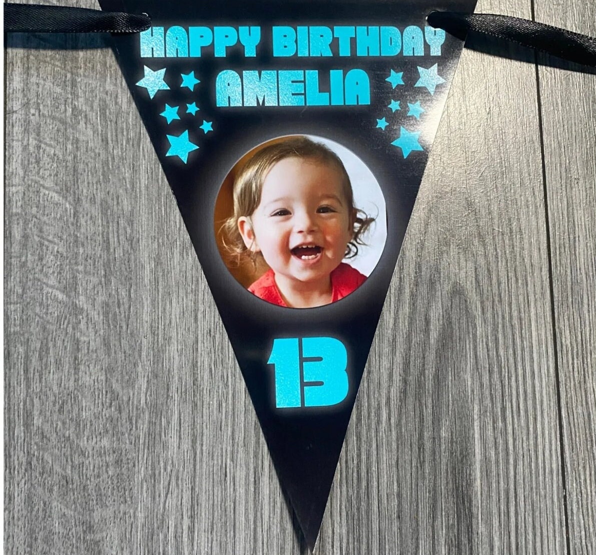 2 striscioni di compleanno personalizzati foto argento glitter adulti kid party -18 ° 21 ° 30 ° 40 ° 50 ° 60 ° 70 ° 80 ° compleanno decorazione - Italia