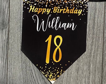 Glitter Effect Personalised Birthday Banner Bunting Any Name and age 18th  21st 30th 40th flags garland