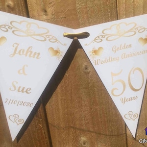 Golden Wedding Anniversary personalised bunting