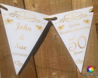 Golden Wedding Anniversary personalised bunting