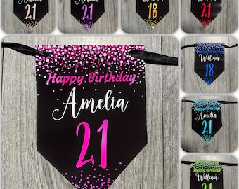 Glitter Effect Personalised Birthday Banner Bunting Any Name and age 18th  21st