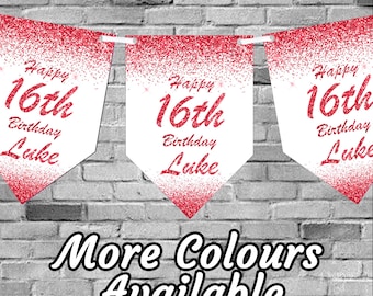 Glitter Effect Personalised Birthday Banner Bunting Any Name and age 18th  21st