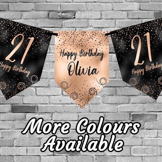 Custom Age Bunting Personalised Rose Gold Birthday Bunting Banner - Customize For 18th, 21st, 30th, Any Age! Custom Birthday Banner - Foto 3