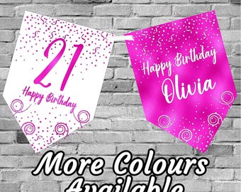 Rose Gold Birthday Banner Bunting Any Name and age 18th  21st 30th 40th Party Decorations