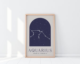 Aquarius Print, Zodiac Sign, Printable Wall Art, Constellation Print, Astrology Print, Constellation Wall Art, Zodiac Wall Art