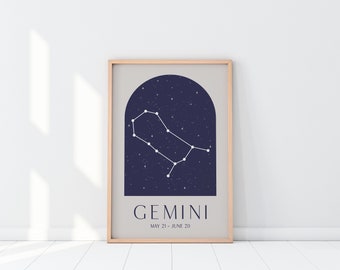 Gemini Print, Zodiac Sign, Printable Wall Art, Constellation Print, Astrology Print, Constellation Wall Art, Zodiac Wall Art