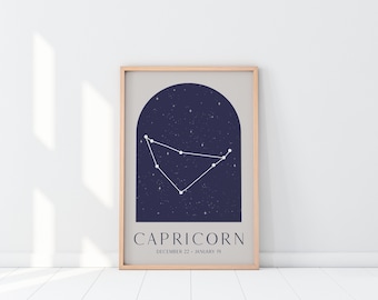 Capricorn Print, Zodiac Sign, Printable Wall Art, Constellation Print, Astrology Print, Constellation Wall Art, Zodiac Wall Art