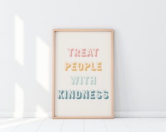 Treat People With Kindness Print, Harry Styles Art, Printable Wall Art, Minimalist Art, Typography Print, Rainbow Print, Pride Print