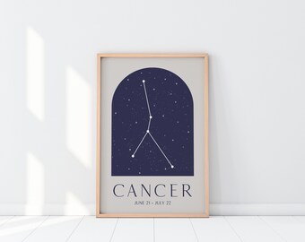 Cancer Print, Zodiac Sign, Printable Wall Art, Constellation Print, Astrology Print, Constellation Wall Art, Zodiac Wall Art