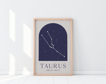 Taurus Print, Zodiac Sign, Printable Wall Art, Constellation Print, Astrology Print, Constellation Wall Art, Zodiac Wall Art