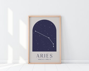 Aries Print, Zodiac Sign, Printable Wall Art, Constellation Print, Astrology Print, Constellation Wall Art, Zodiac Wall Art, Aries Star Sign