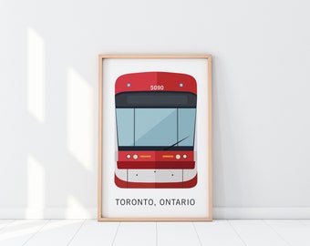 New Toronto Streetcar Print, TTC Wall Art, Printable Wall Art, Toronto Print, Minimalist Art, Modern Art, Vector Drawing