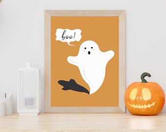 Ghost Print, Halloween Print, Halloween Wall Art, Printable Wall Art, Halloween Decoration, Minimalist Art, Halloween Decor