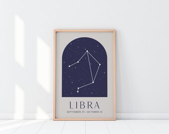 Libra Print, Zodiac Sign, Printable Wall Art, Constellation Print, Astrology Print, Constellation Wall Art, Zodiac Wall Art, Libra Star Sign