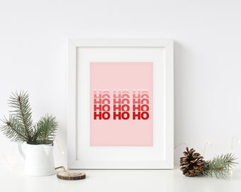 Ho Ho Ho Print, Christmas Print, Christmas Wall Art, Holiday Print, Holiday Art, Christmas Décor, Printable Art, Christmas Quote, Santa