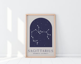 Sagittarius Print, Zodiac Sign, Printable Wall Art, Constellation Print, Astrology Print, Constellation Wall Art, Zodiac Wall Art